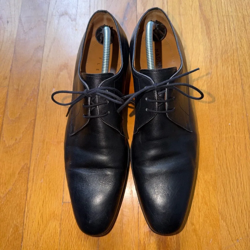 Magnanni Flex Black Leather Derby Dress Shoes EU 43.5 US 10.5 Old Money Spain